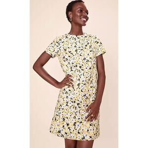 Ann Taylor Short Sleeve Floral Shift Mini Dress Womens Size 14 Yellow New Flower